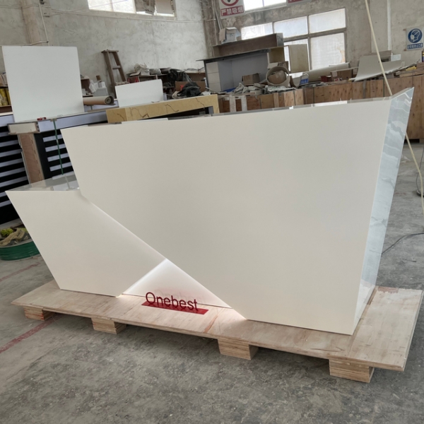 Unique Design Back Wall Hotel Reception Desk White