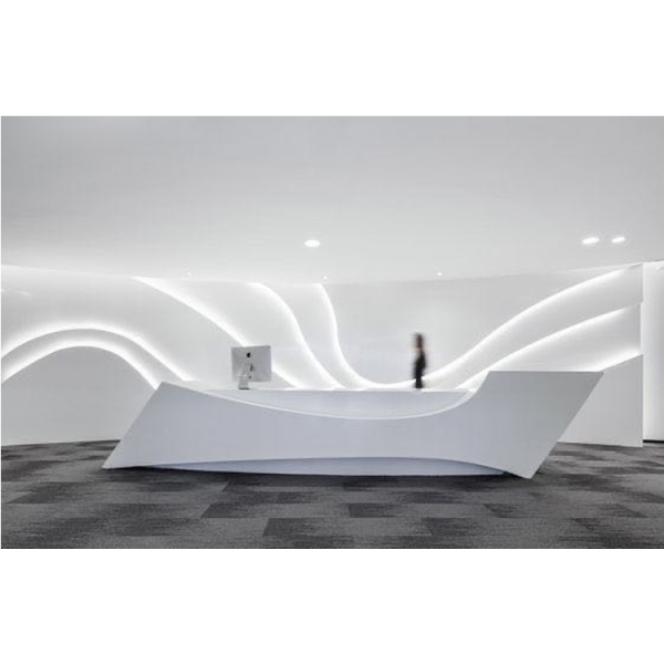 Top quality led lighted reception desk glossy white