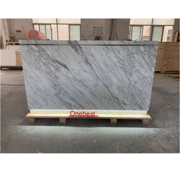 Led Light Natural Marble Stone Service Desk Reception