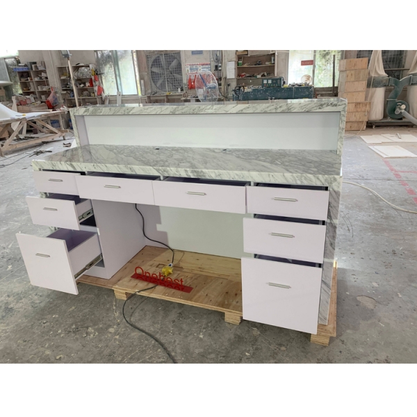 Led Light Natural Marble Stone Service Desk Reception