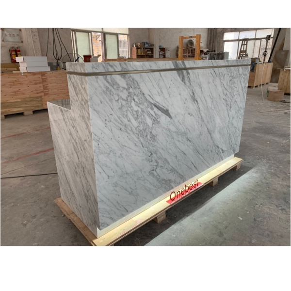 Led Light Natural Marble Stone Service Desk Reception