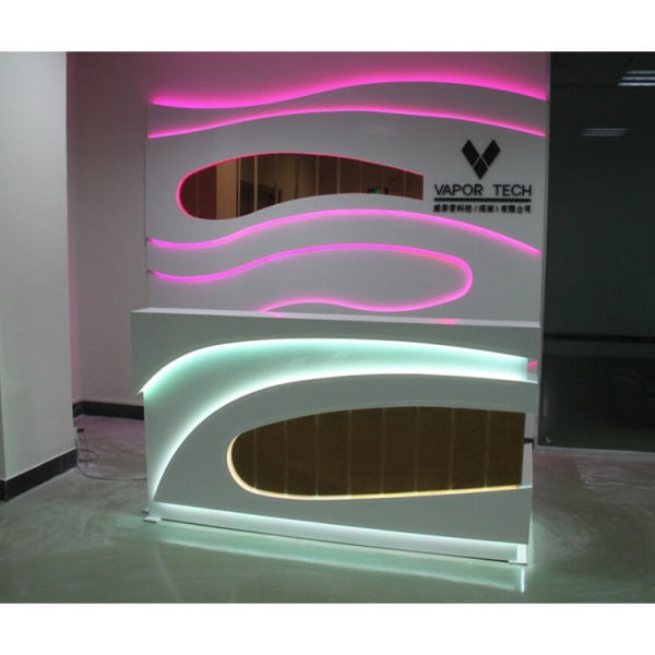 Clinic Salon Office Reception Desk Design Yellow Led Service Counter