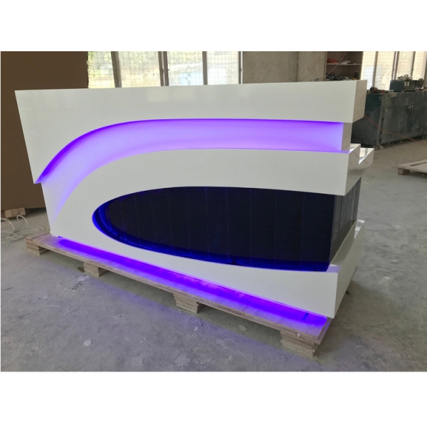 Clinic Salon Office Reception Desk Design Yellow Led Service Counter