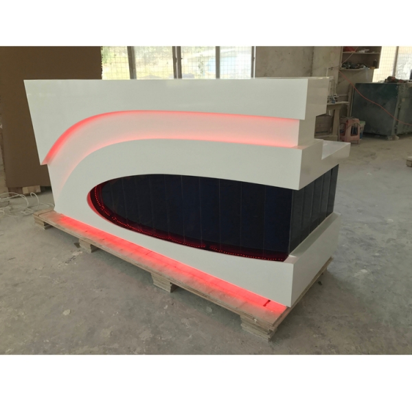 Clinic Salon Office Reception Desk Design Yellow Led Service Counter