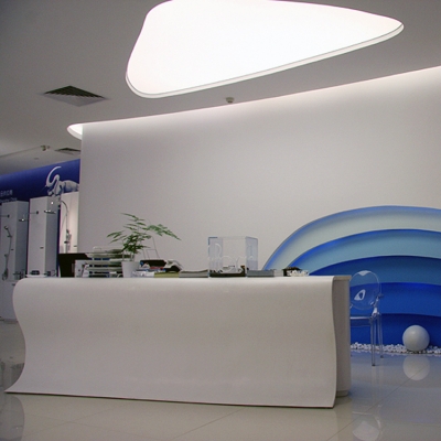 Straight White Artificial Marble Small Reception Desk