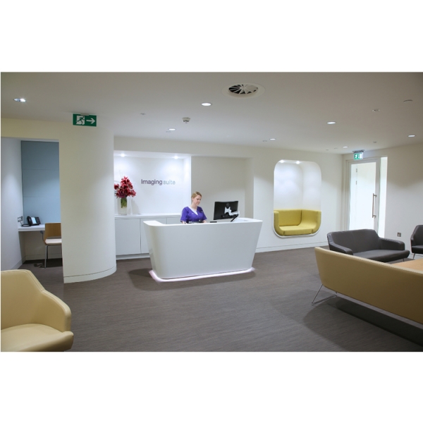 Small Size White Acrylic Resin Hotel Reception Desk 