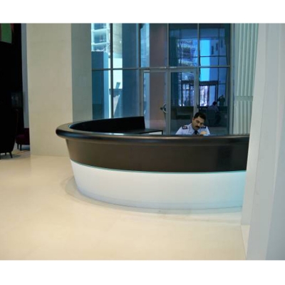 White and Black Reception Desk Colorful Picture...