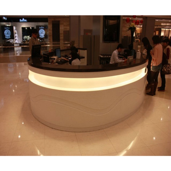 White and Black Reception Desk Colorful Picture