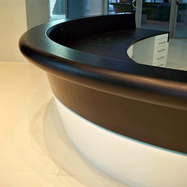 White and Black Reception Desk Colorful Picture