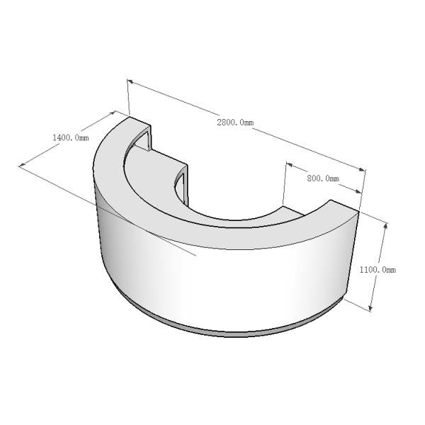 Curved White Color Resin Reception Desk Quartz