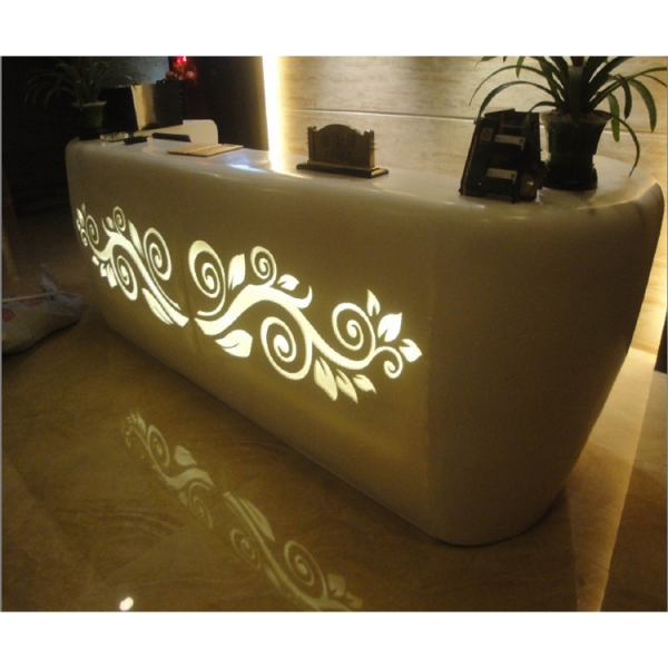 Oval Shape Reception Furniture Desk with Flower Pattern