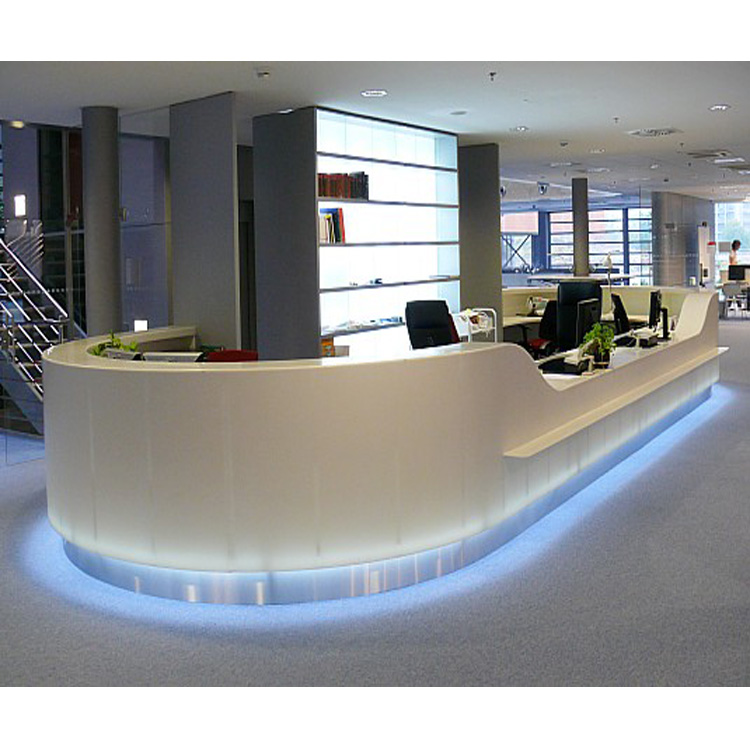 Large Size LED Light Stone Resin Reception Desk