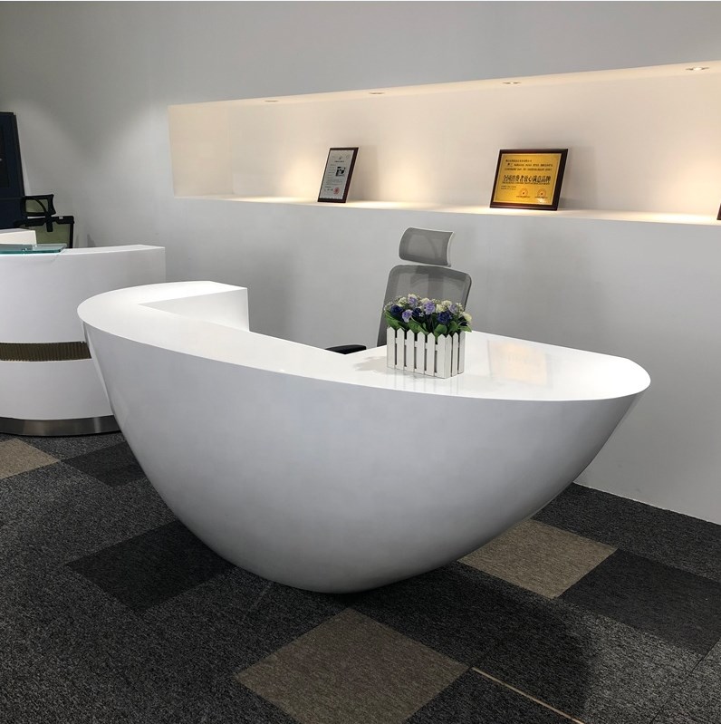 Standing Reception Desk Half Round White Table-Shenzhen Onebest ...