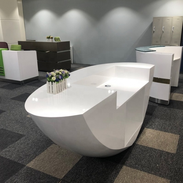 Standing Reception Desk Half Round White Table