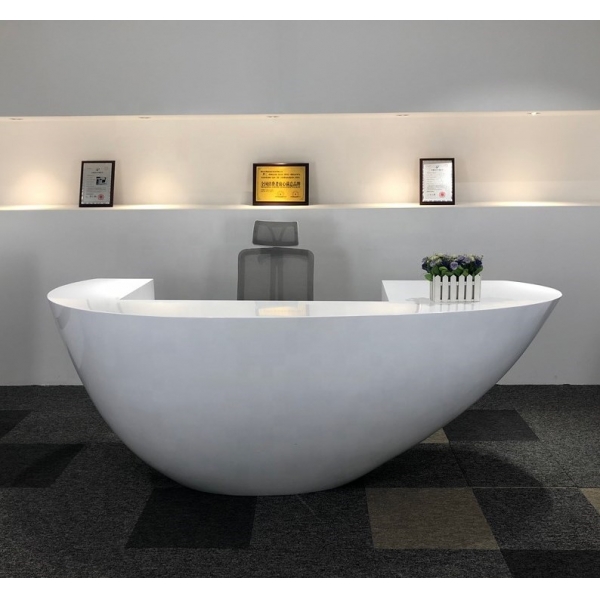 Standing Reception Desk Half Round White Table