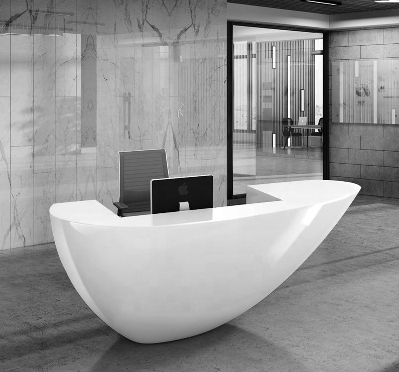 Standing Reception Desk Half Round White Table