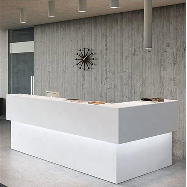 White Fitness Center Front Desk Solid Surface Reception Desk