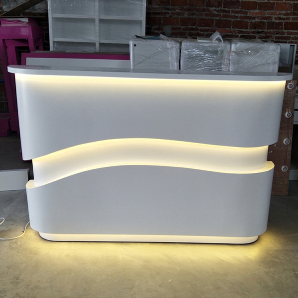 LED Solid Surface Beauty Salon Corian Airport Reception Desk Counter