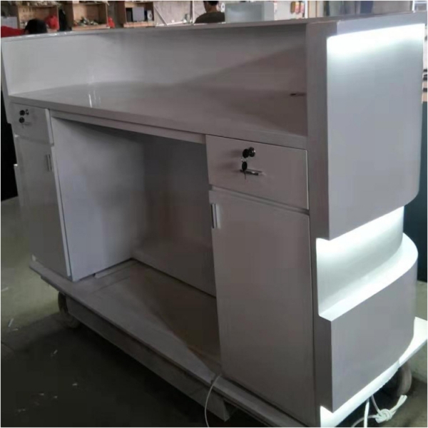 LED Solid Surface Beauty Salon Corian Airport Reception Desk Counter