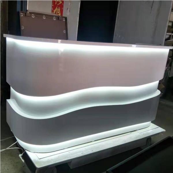 LED Solid Surface Beauty Salon Corian Airport Reception Desk Counter