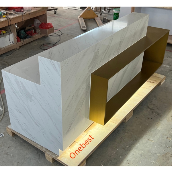 Middle Size Marble Stone Information Counter Front Hotel Reception Desk