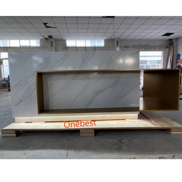 Middle Size Marble Stone Information Counter Front Hotel Reception Desk