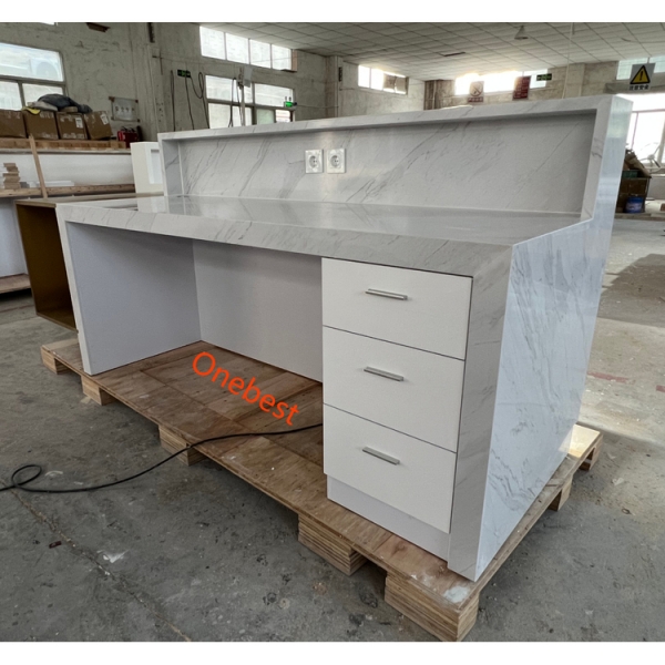 Middle Size Marble Stone Information Counter Front Hotel Reception Desk