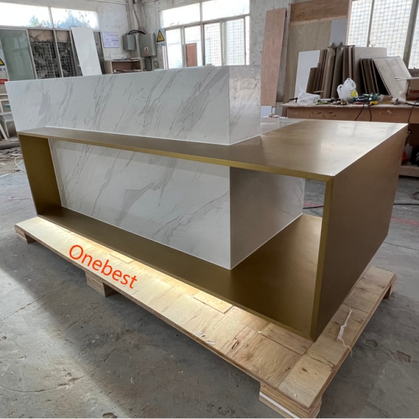 Middle Size Marble Stone Information Counter Front Hotel Reception Desk