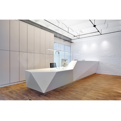 White Corian Diamond Reception Front Desk Loft Design