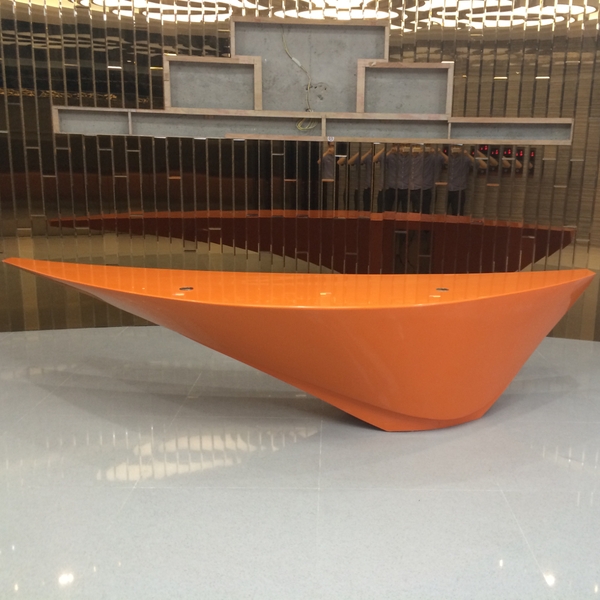 Orange Marble Stone Oak Reception Desk Front Circle Counter