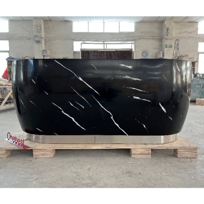 Seamless Joint Acrylic Artificial Stone Front Reception Desk