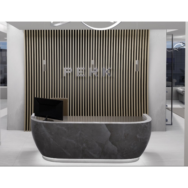 Seamless Joint Acrylic Artificial Stone Front Reception Desk
