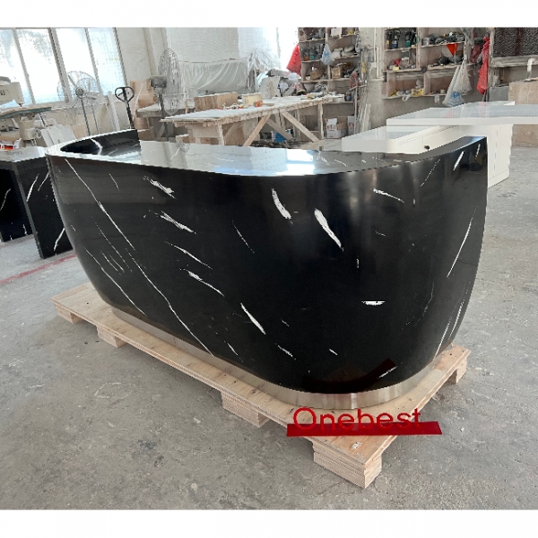 Seamless Joint Acrylic Artificial Stone Front Reception Desk