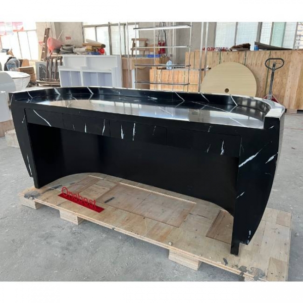 Seamless Joint Acrylic Artificial Stone Front Reception Desk