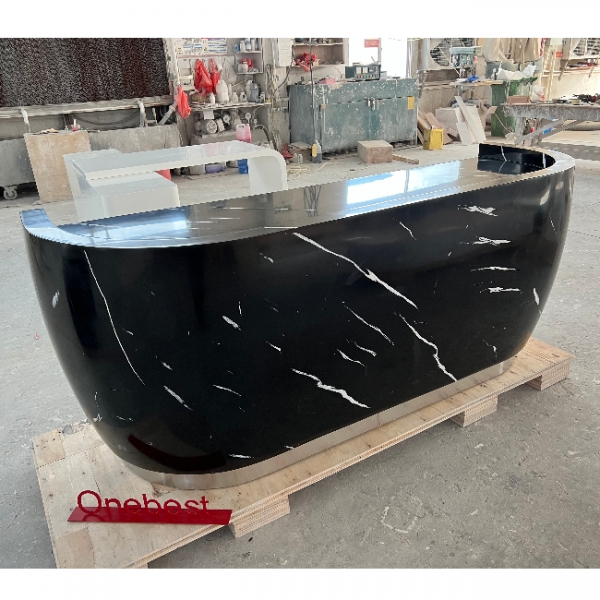 Seamless Joint Acrylic Artificial Stone Front Reception Desk