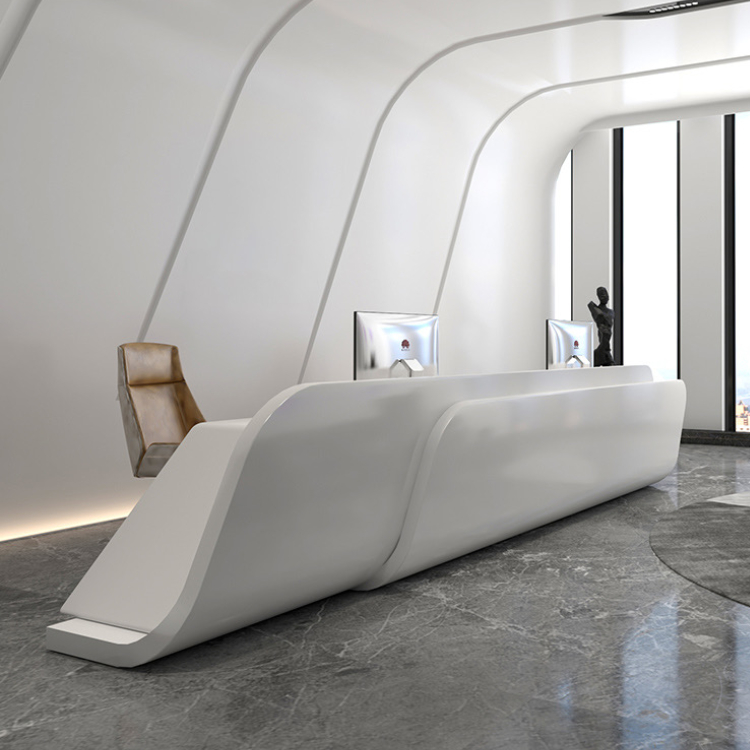 Clinic Dental Furniture Corian Curved Reception Desk Luxury Design