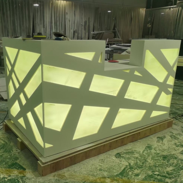 Led Traslucent Stone Bar Reception Desk Counter