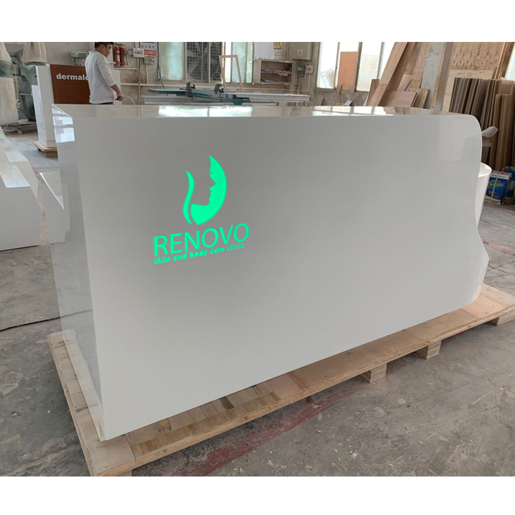 Exhibition Modern Design Artificial Marble Salon Reception Desk