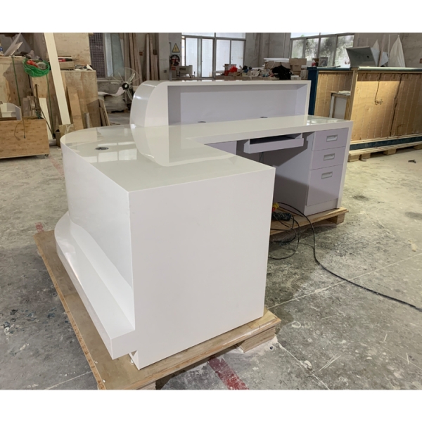 Exhibition Modern Design Artificial Marble Salon Reception Desk