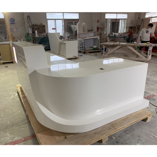 Exhibition Modern Design Artificial Marble Salon Reception Desk