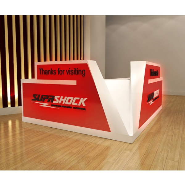 L Shape Red Reception Desk Service Counter