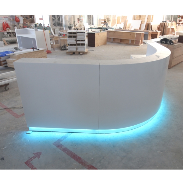 Half Round White Reception Desk for Poly Clinic