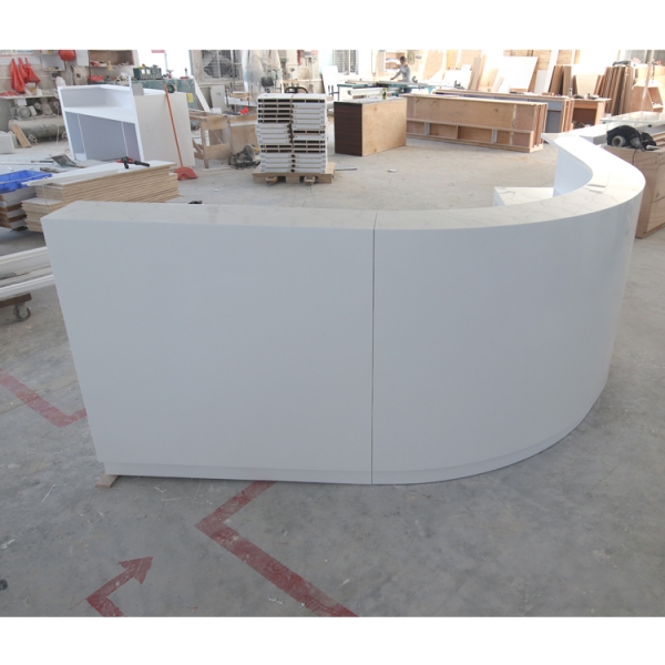 Half Round White Reception Desk for Poly Clinic