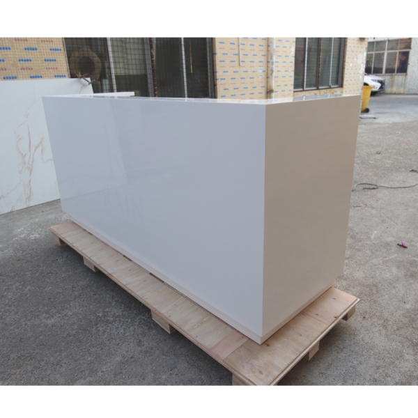 LED Logo Reception Desk Wood and White for Company