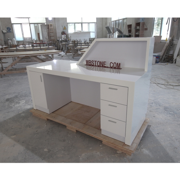 T Shape Simple Reception Desk White Modern Design