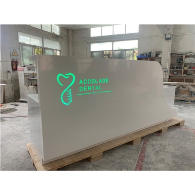 Small size custom led logo hospital reception desk white...