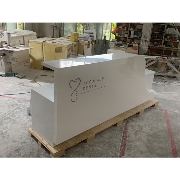 Small size custom led logo hospital reception desk white