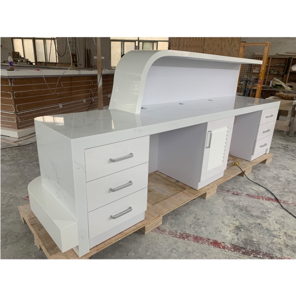 Small size custom led logo hospital reception desk white