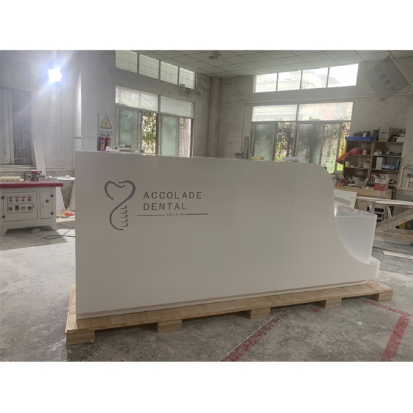 Small size custom led logo hospital reception desk white