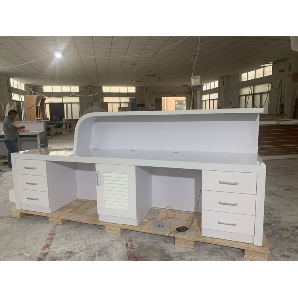 Small size custom led logo hospital reception desk white